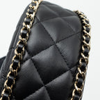 CHANEL SMALL MOON HOBO BAG LAMBSKIN BLACK LGHW (MICROCHIP)