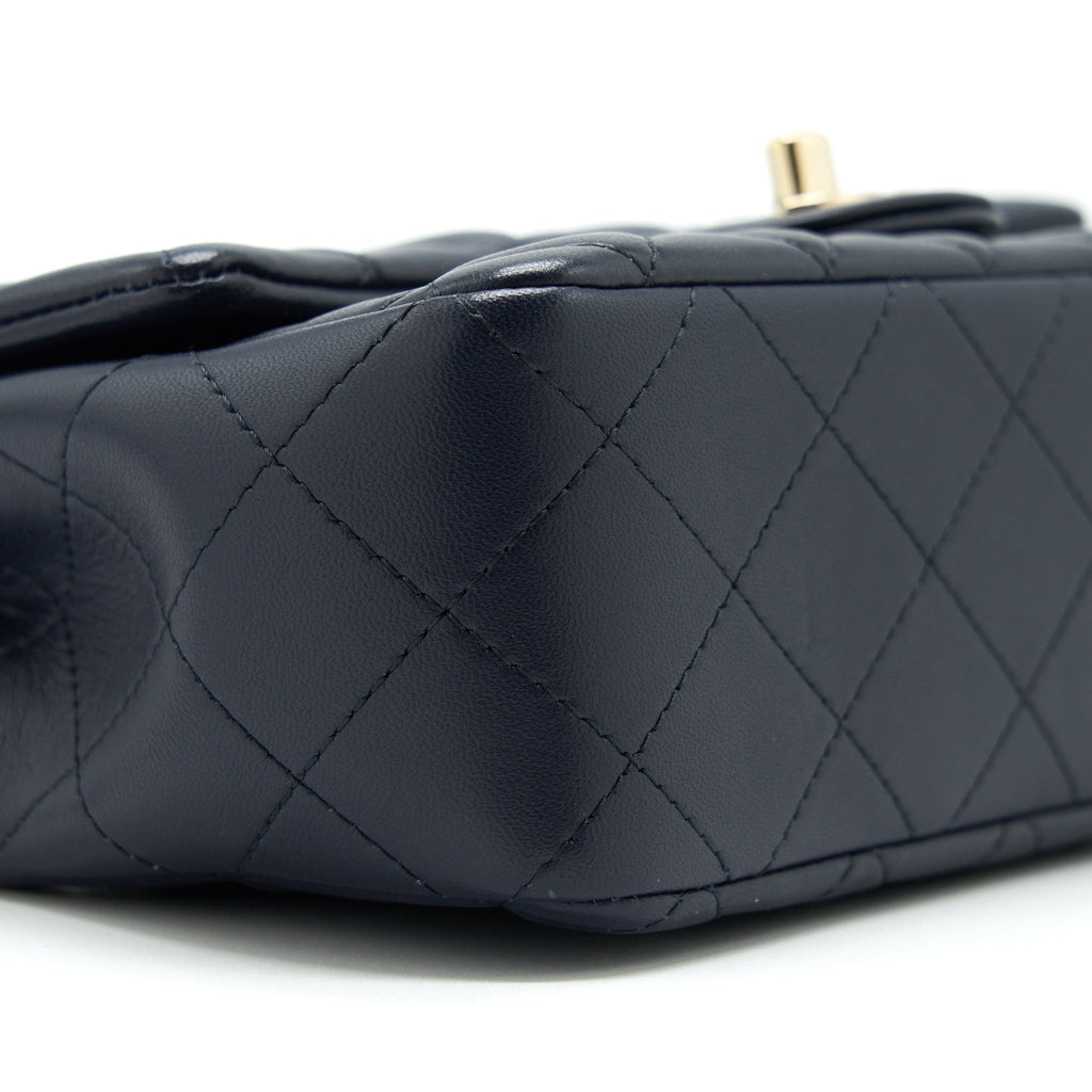 CHANEL MINI RECTANGULAR FLAP BAG LAMBSKIN NAVY LGHW
