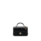 CHANEL 22P LION CHARM TOP HANDLE MINI RECTANGULAR FLAP BAG LAMBSKIN BLACK LGHW (MICROCHIP)