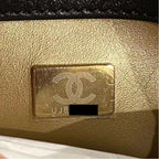 CHANEL 21B PEARL CRUSH MINI SQUARE FLAP BAG BLACK GHW (MICROCHIP)