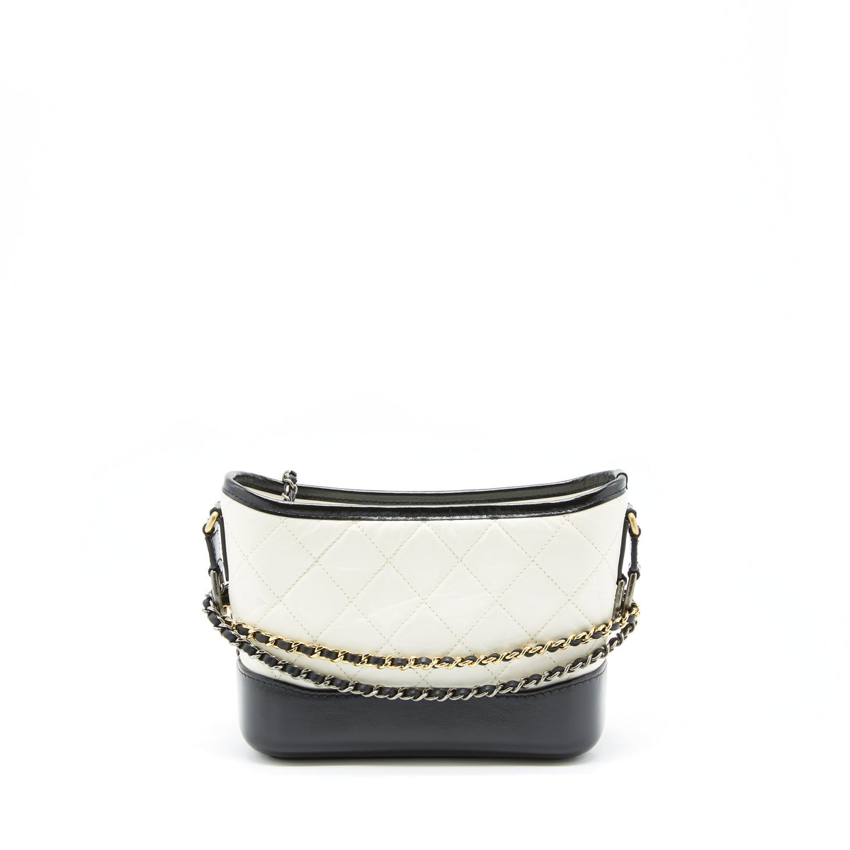 CHANEL SMALL GABRIELLE HOBO BAG CALFSKIN WHITE/ BLACK WITH MULTICOLOUR HARDWARE