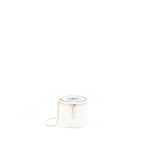 CHANEL ROUND VANITY WITH CHAIN WHITE/ BLACK WITH LGHW