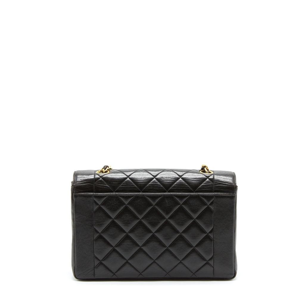 CHANEL VINTAGE MEDIUM DIANA FLAP BAG LAMBSKIN BLACK GHW