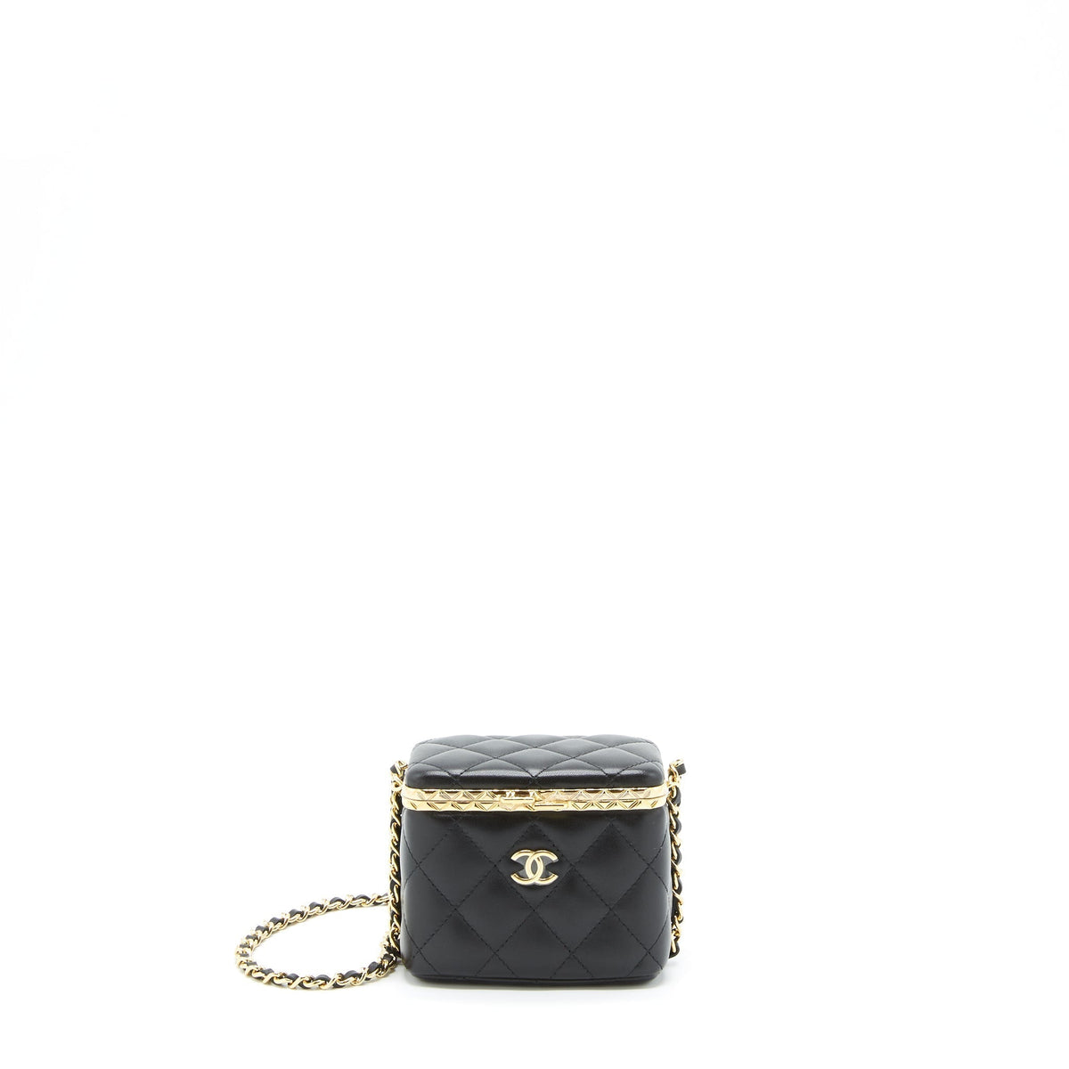 CHANEL SMALL CLIP FLAP VANITY WITH CHAIN LAMBSKIN BLACK GHW