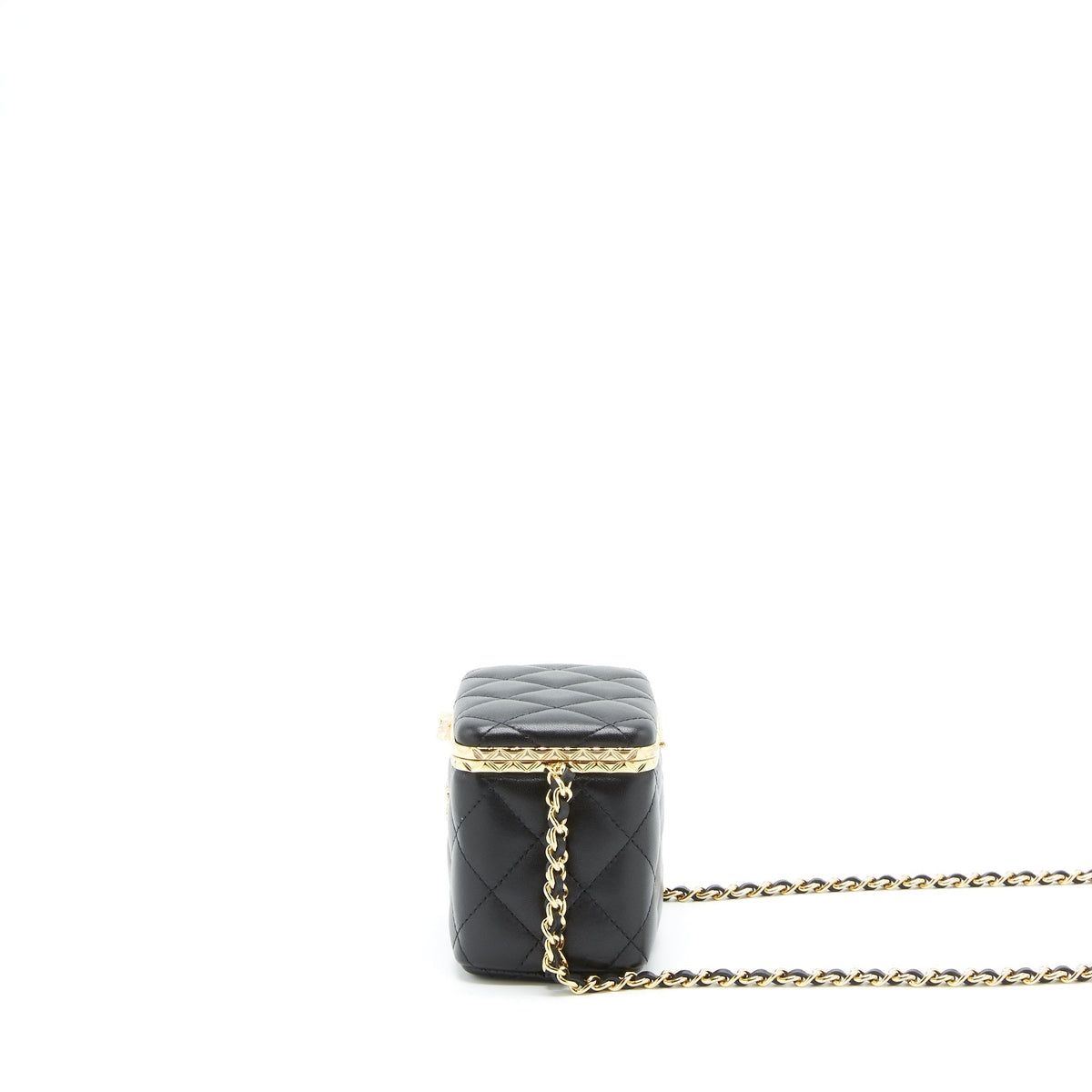 CHANEL SMALL CLIP FLAP VANITY WITH CHAIN LAMBSKIN BLACK GHW