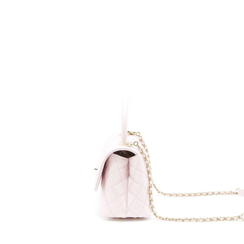 CHANEL SMALL COCO HANDLE CAVIAR LIGHT PINK NG750 LGHW(MICROCHIP)