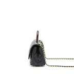 CHANEL MINI COCO HANDLE FLAP BAG CAVIAR BLACK WITH BURGUNDY HANDLE LGHW