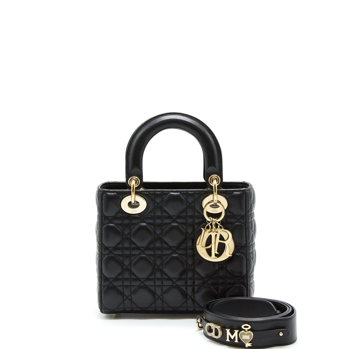 DIOR SMALL LADY DIOR LAMBSKIN BLACK LGHW