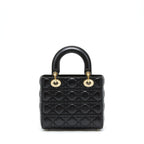 DIOR SMALL LADY DIOR LAMBSKIN BLACK LGHW