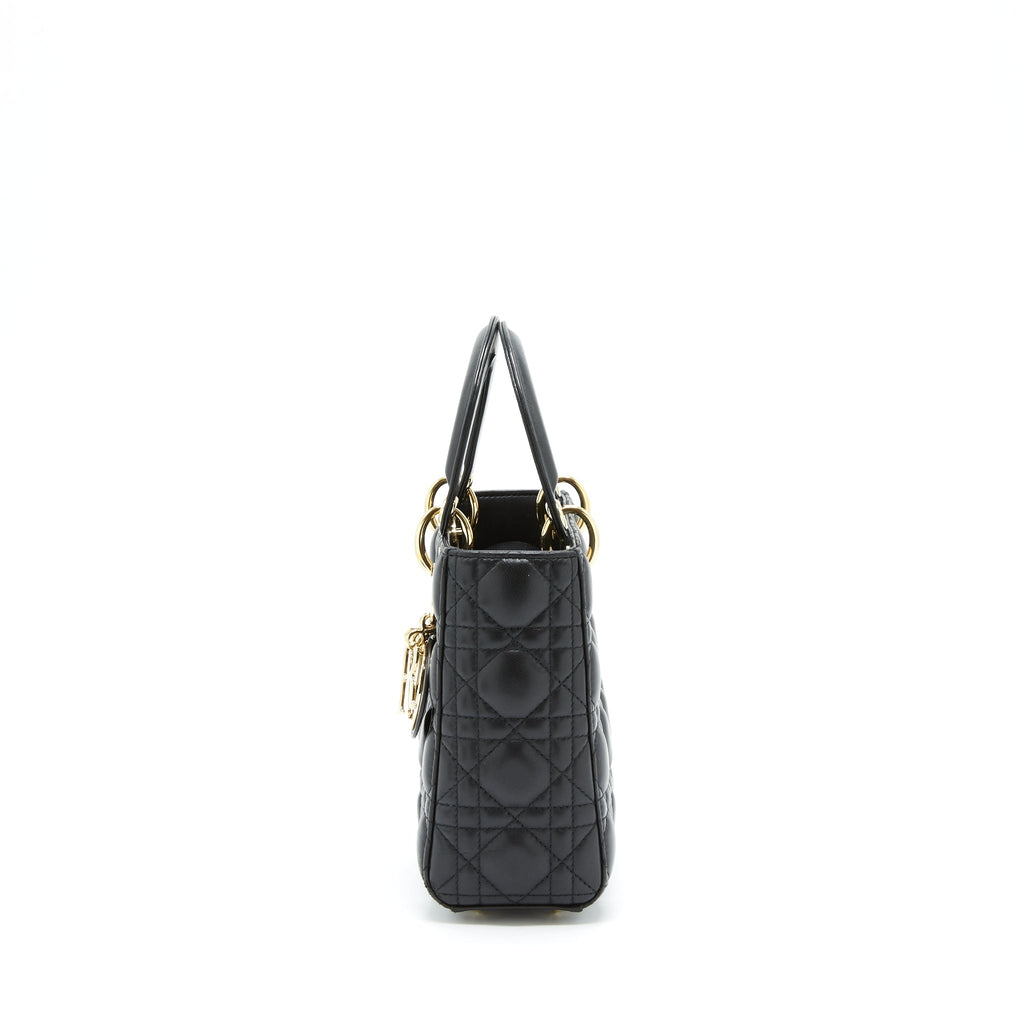 DIOR SMALL LADY DIOR LAMBSKIN BLACK LGHW