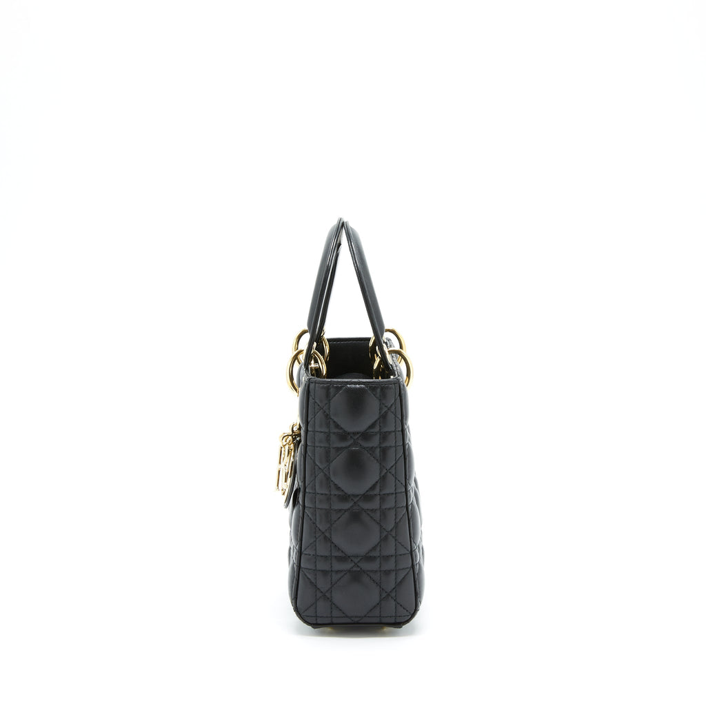 DIOR SMALL LADY DIOR LAMBSKIN BLACK LGHW