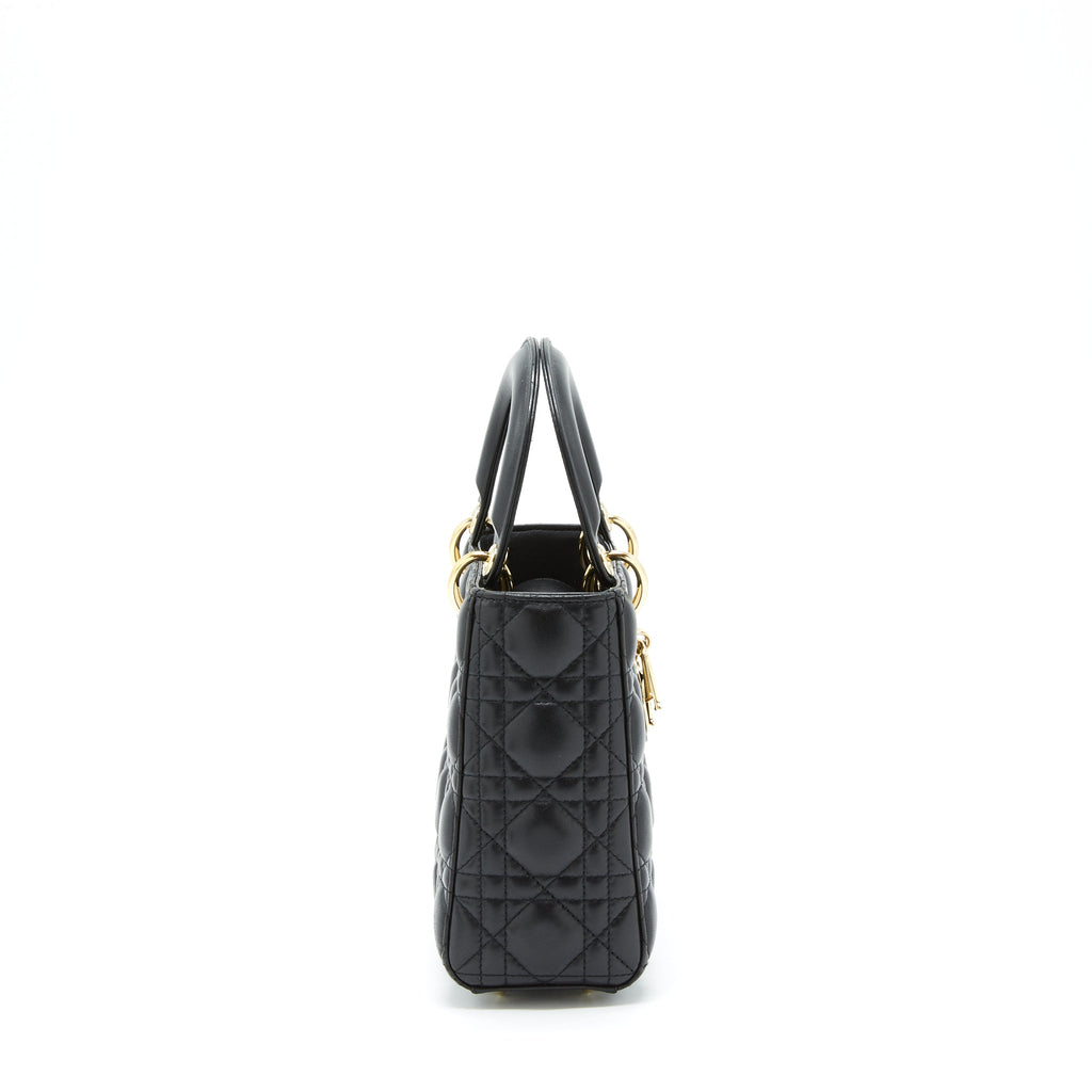 DIOR SMALL LADY DIOR LAMBSKIN BLACK LGHW