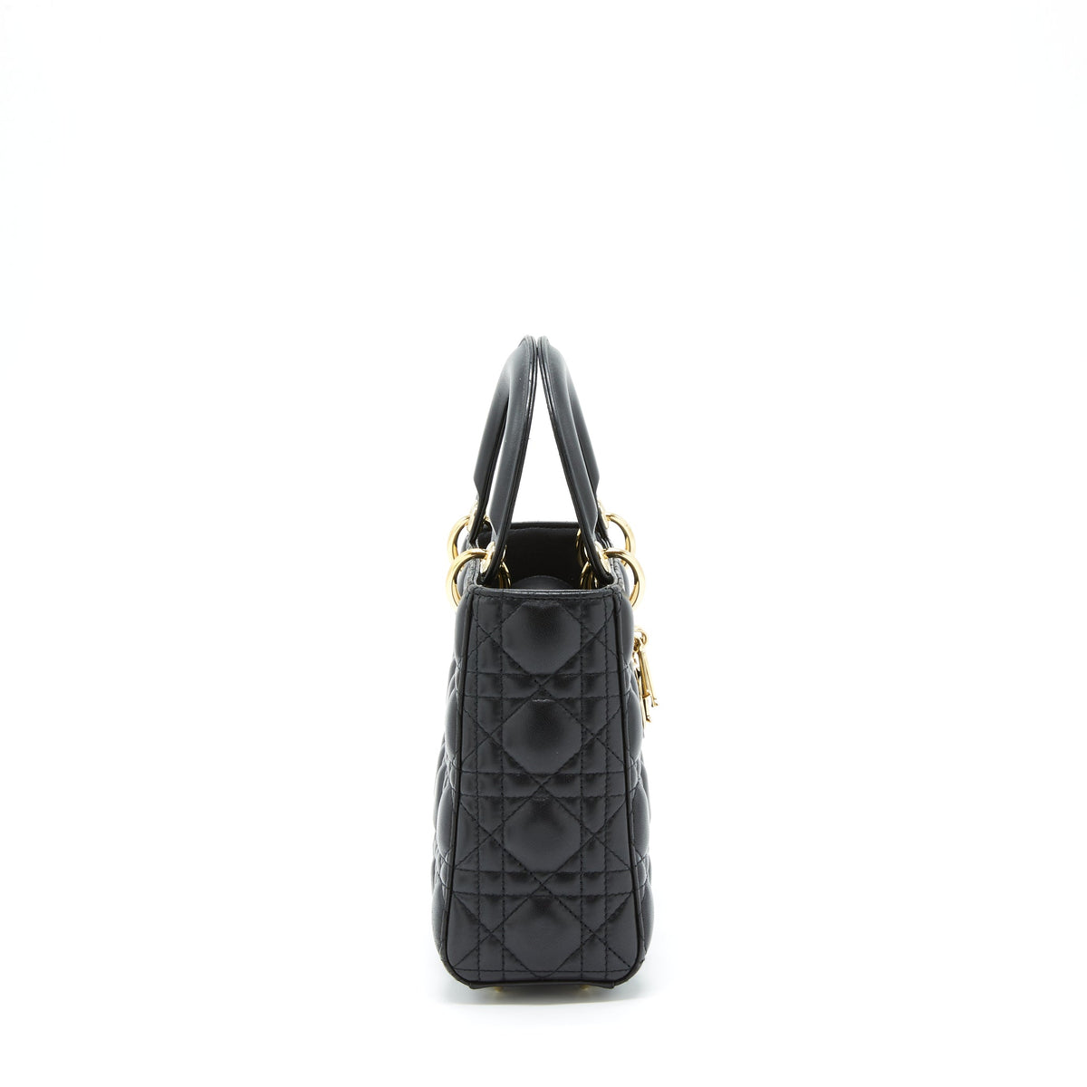 DIOR SMALL LADY DIOR LAMBSKIN BLACK LGHW