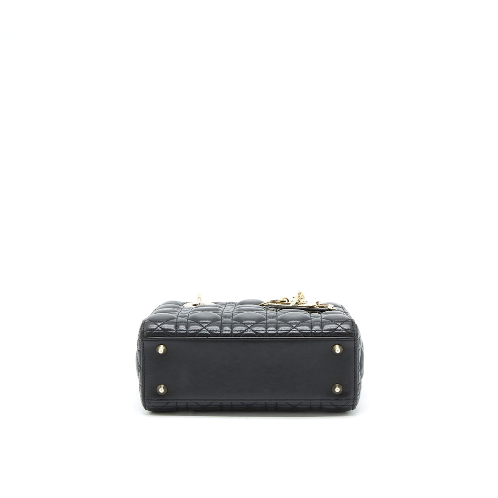 DIOR SMALL LADY DIOR LAMBSKIN BLACK LGHW