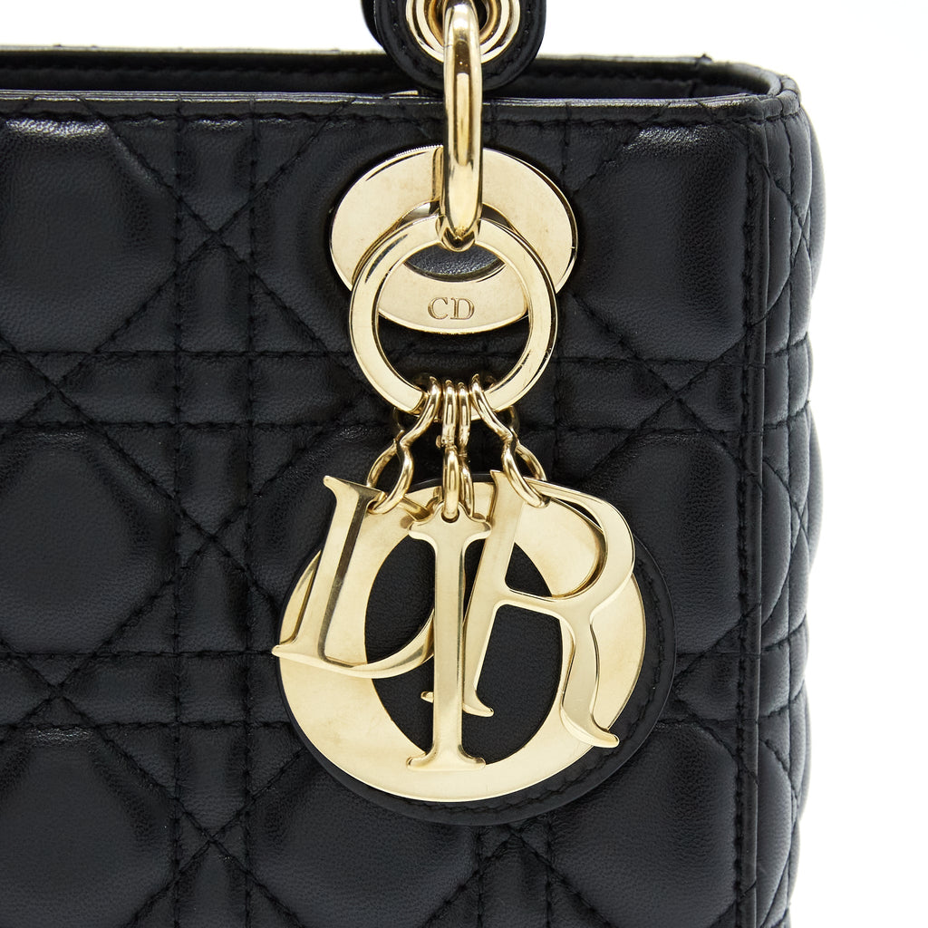 DIOR SMALL LADY DIOR LAMBSKIN BLACK LGHW