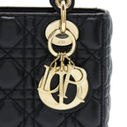 DIOR SMALL LADY DIOR LAMBSKIN BLACK LGHW
