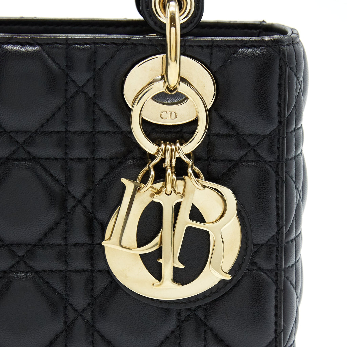 DIOR SMALL LADY DIOR LAMBSKIN BLACK LGHW