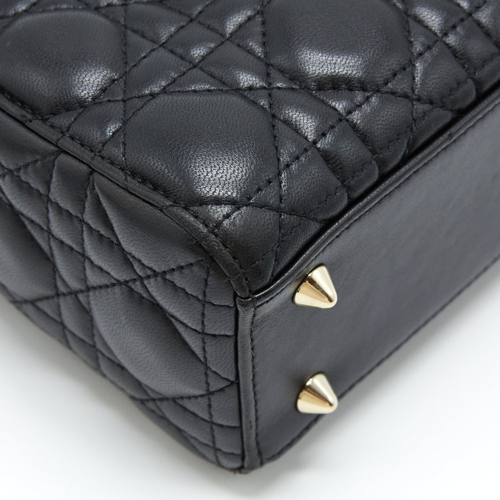 DIOR SMALL LADY DIOR LAMBSKIN BLACK LGHW