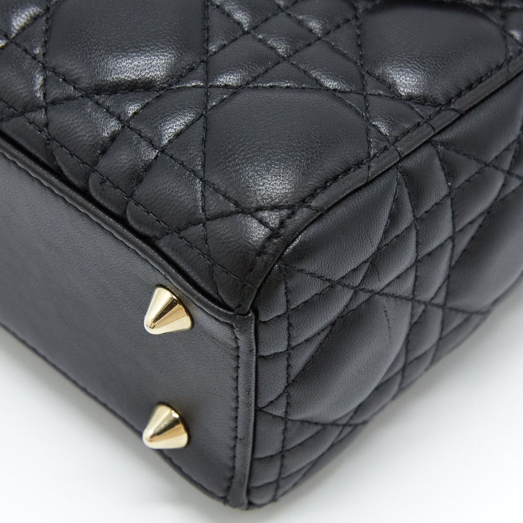 DIOR SMALL LADY DIOR LAMBSKIN BLACK LGHW