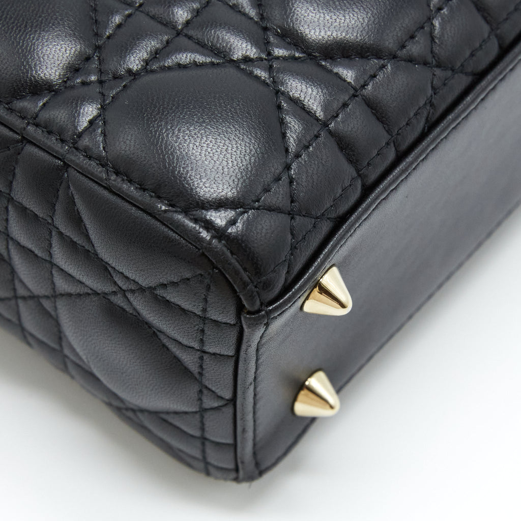 DIOR SMALL LADY DIOR LAMBSKIN BLACK LGHW