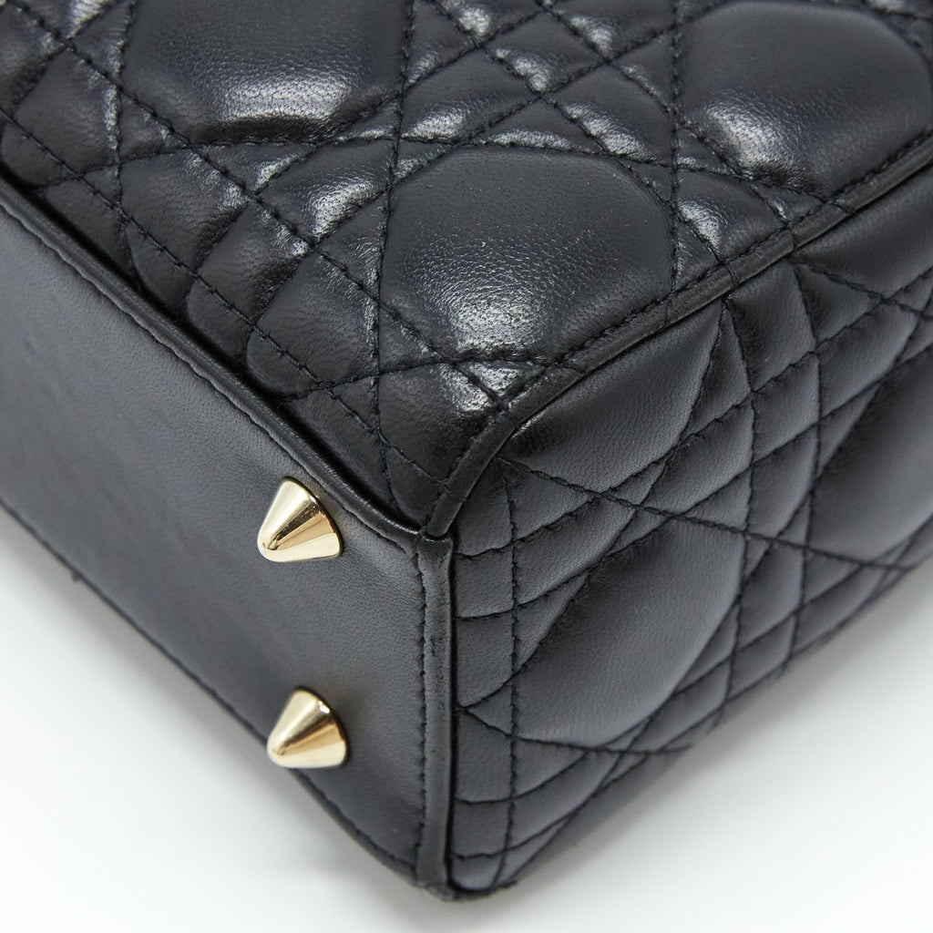 DIOR SMALL LADY DIOR LAMBSKIN BLACK LGHW