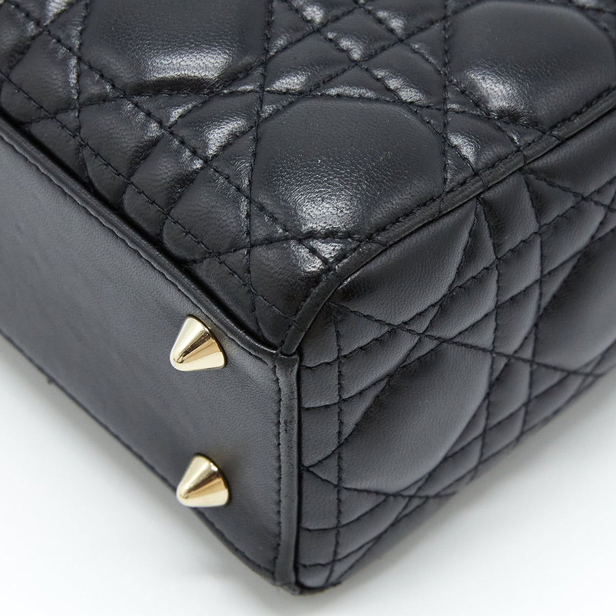 DIOR SMALL LADY DIOR LAMBSKIN BLACK LGHW