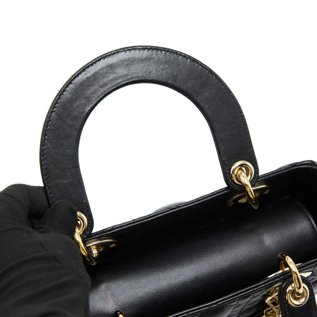 DIOR SMALL LADY DIOR LAMBSKIN BLACK LGHW