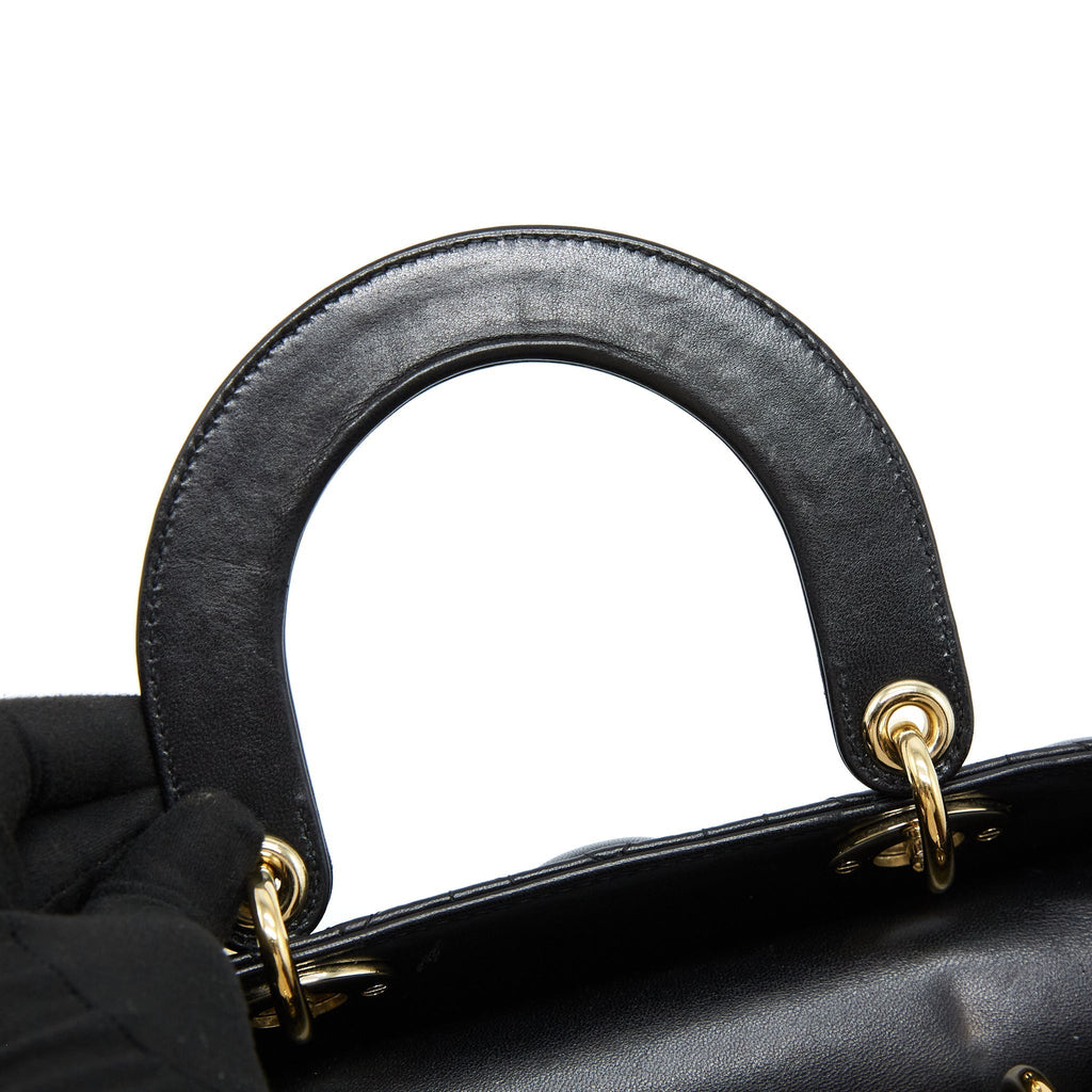 DIOR SMALL LADY DIOR LAMBSKIN BLACK LGHW