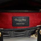 DIOR SMALL LADY DIOR LAMBSKIN BLACK LGHW