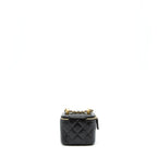 CHANEL 21A GOLD CRUSH MINI VANITY CASE CALFSKIN BLACK BRUSHED GHW