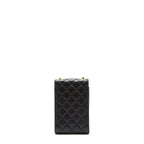 CHANEL PEARL CRUSH PHONE CASE WITH CHAIN LAMBSKIN BLACK GHW