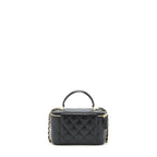 CHANEL 22A TOP HANDLE LONG VANITY WITH CHAIN LAMBSKIN BLACK LGHW