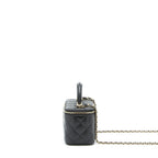 CHANEL 22A TOP HANDLE LONG VANITY WITH CHAIN LAMBSKIN BLACK LGHW