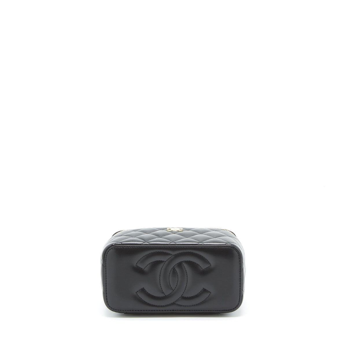 CHANEL 22A TOP HANDLE LONG VANITY WITH CHAIN LAMBSKIN BLACK LGHW