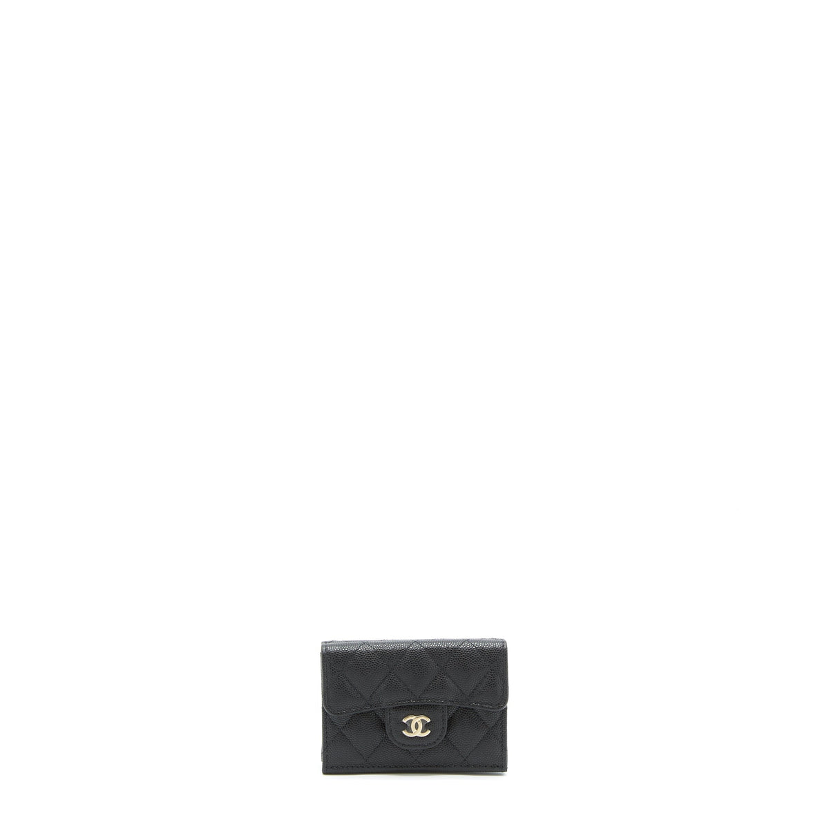 CHANEL SMALL COMPACT WALLET CAVIAR BLACK LGHW