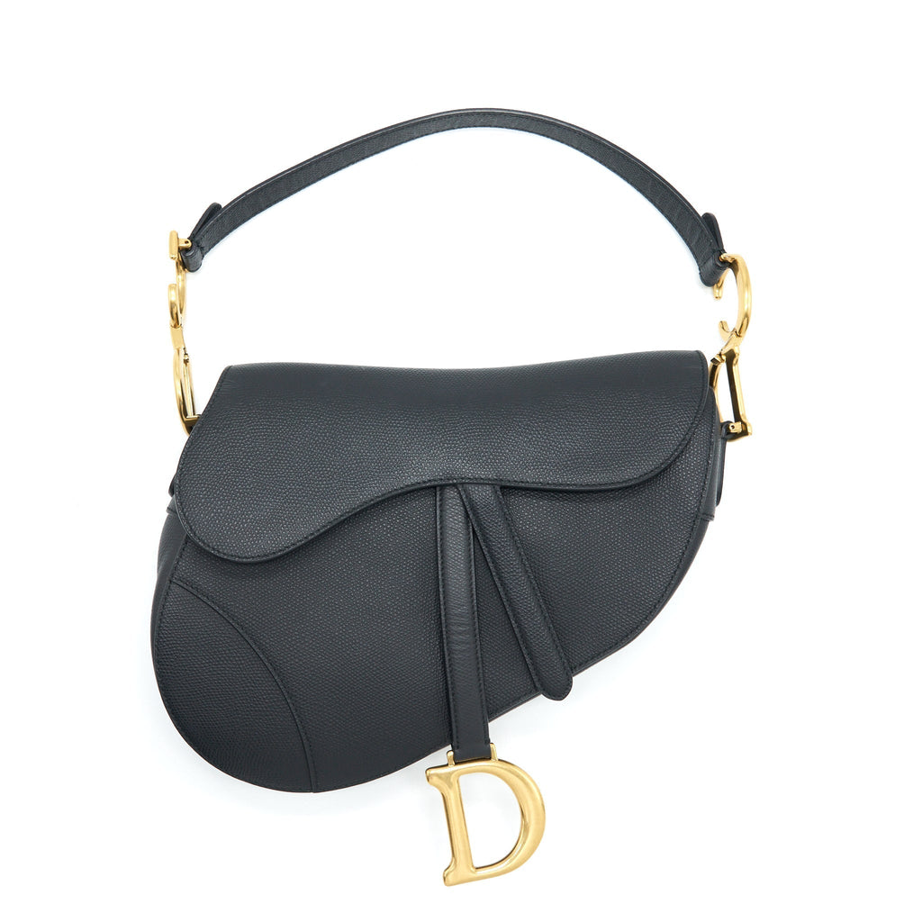 DIOR MEDIUM SADDLE BAG GRAINED CALFSKIN BLACK GHW
