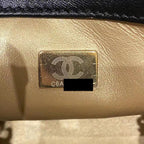 CHANEL 22C PEARL CRUSH MINI SQUARE RECTANGULAR FLAP BAG BLACK GHW（MICROCHIP)
