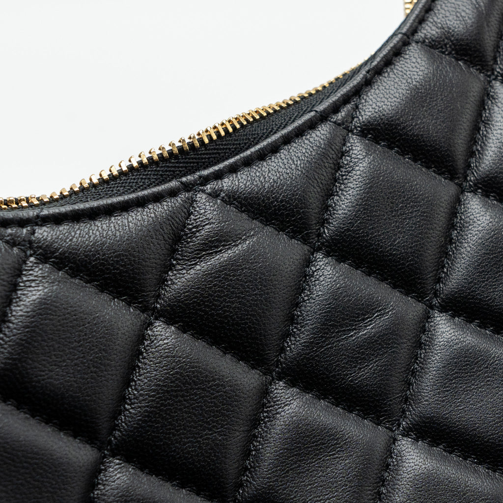 CHANEL SMALL MOON HOBO BAG LAMBSKIN BLACK LGHW (MICROCHIP)