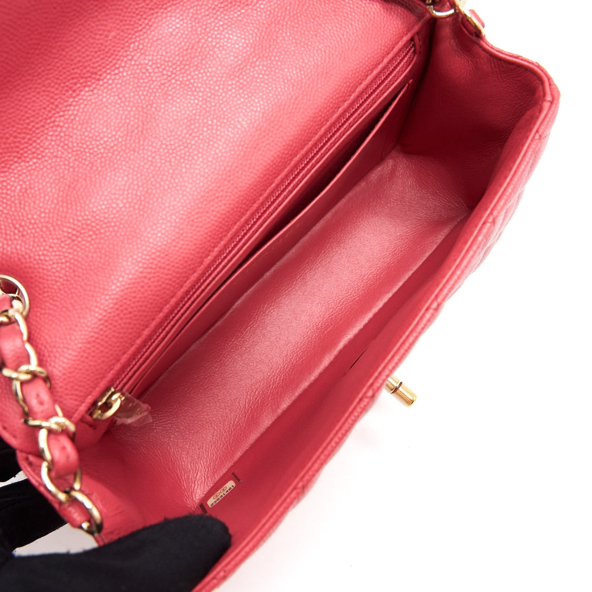 CHANEL MINI RECTANGULAR CAVIER 17C CORAL PINK LGHW