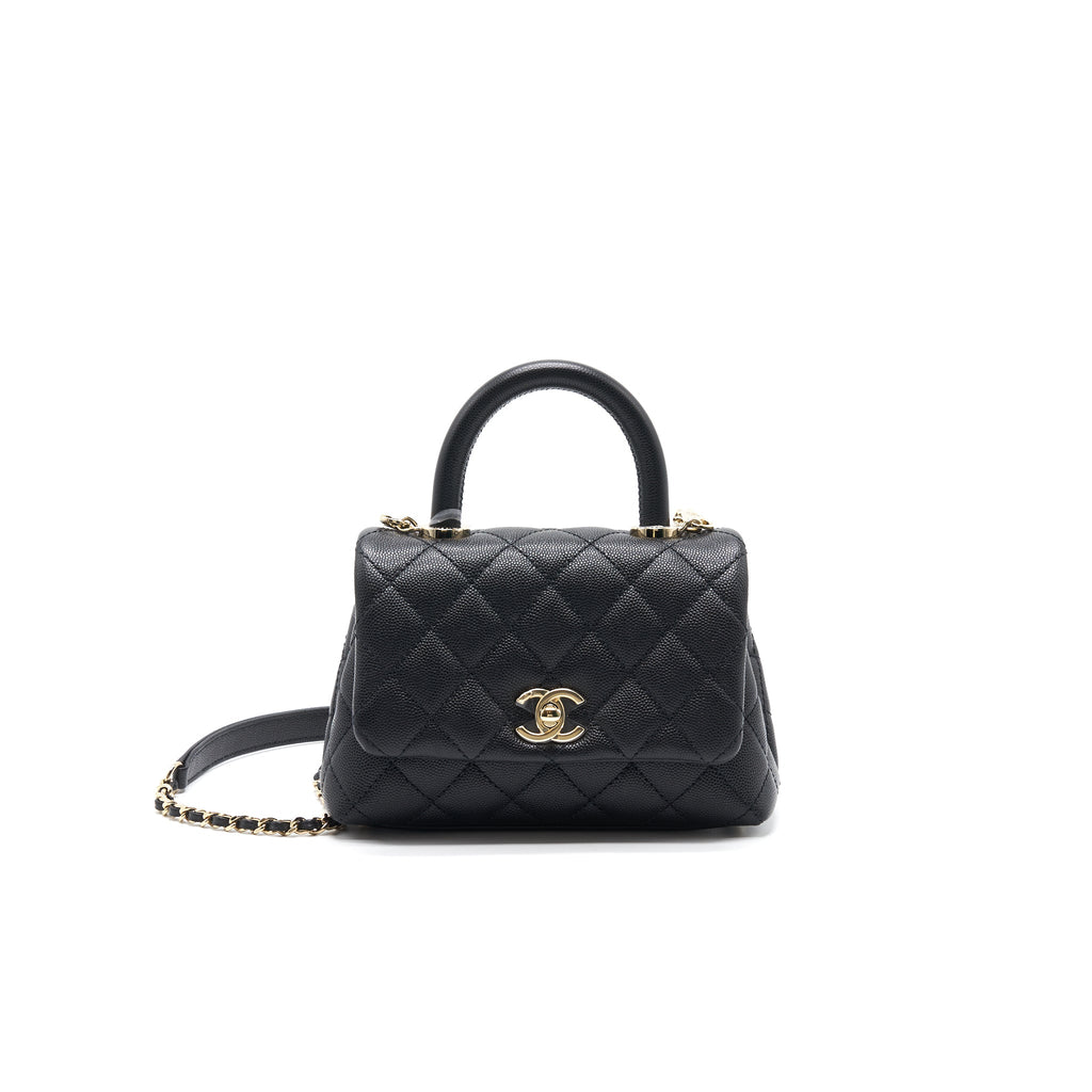 CHANEL EXTRA MINI COCO HANDLE FLAP BAG BLACK LGHW