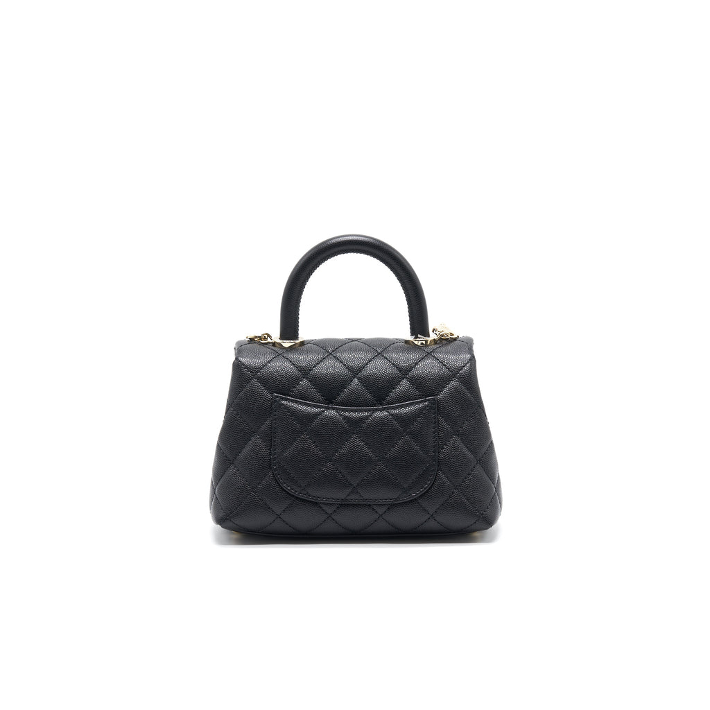 CHANEL EXTRA MINI COCO HANDLE FLAP BAG BLACK LGHW