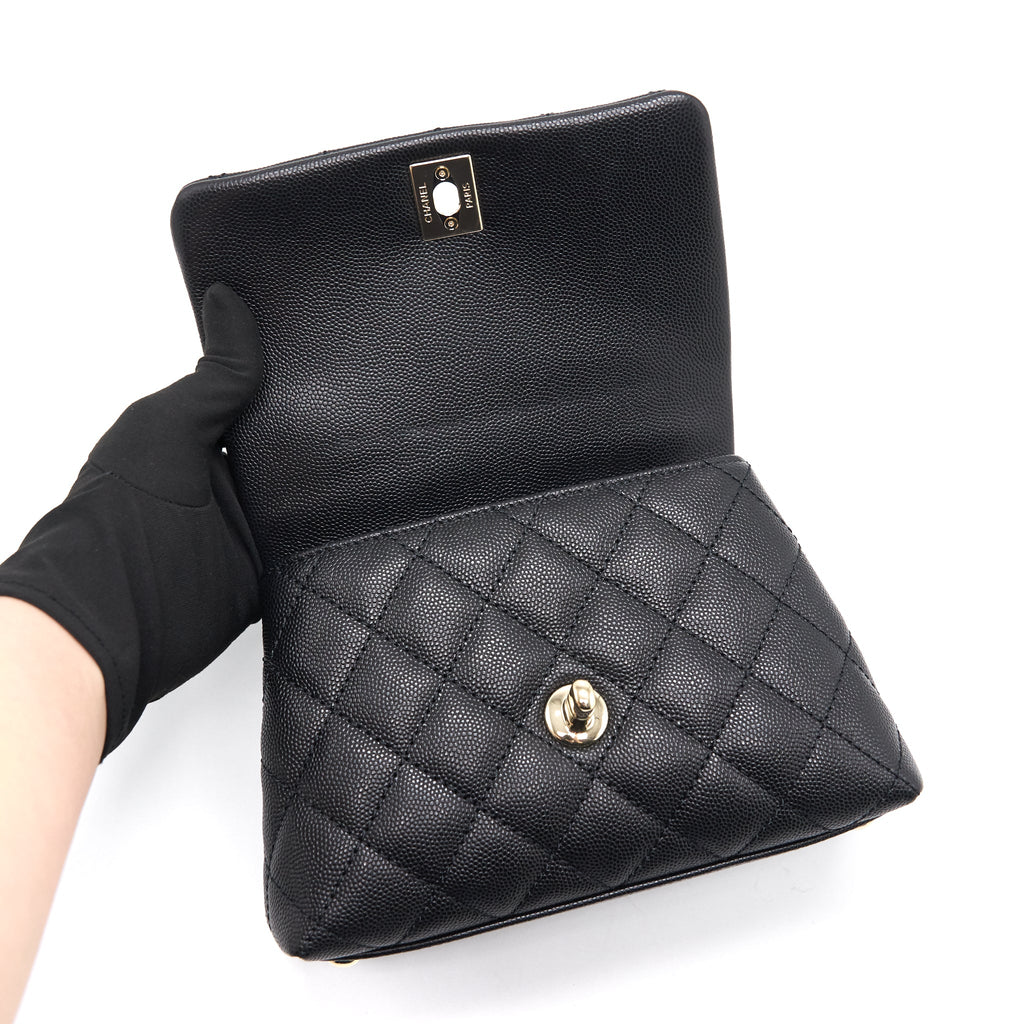 CHANEL EXTRA MINI COCO HANDLE FLAP BAG BLACK LGHW