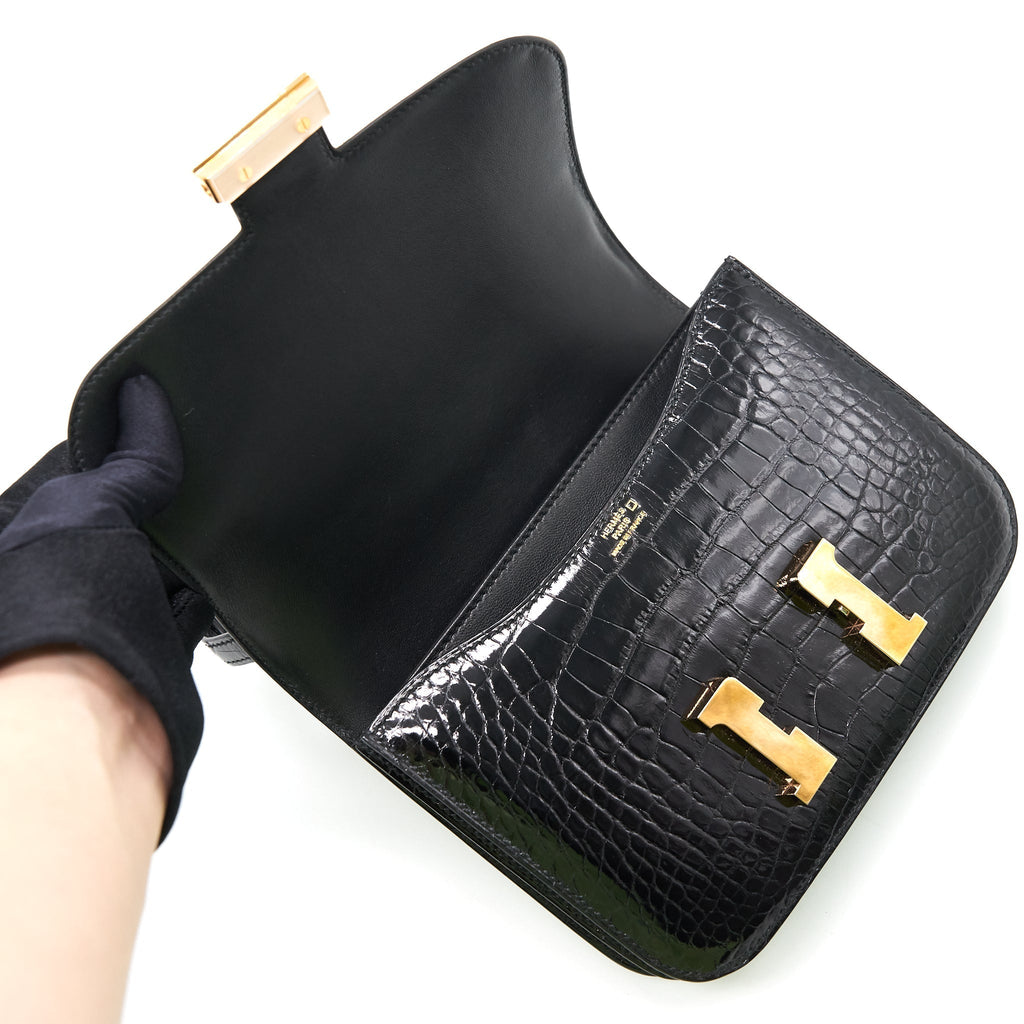 HERMES ALIGATOR CONSTANCE MINI BLACK RGHW