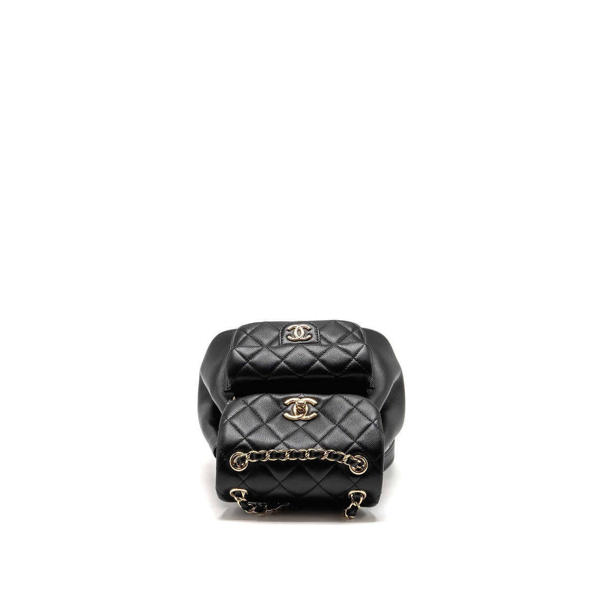 CHANEL MINI DUMA BACKPACK CALFSKIN BLACK LGHW (MICROCHIP)