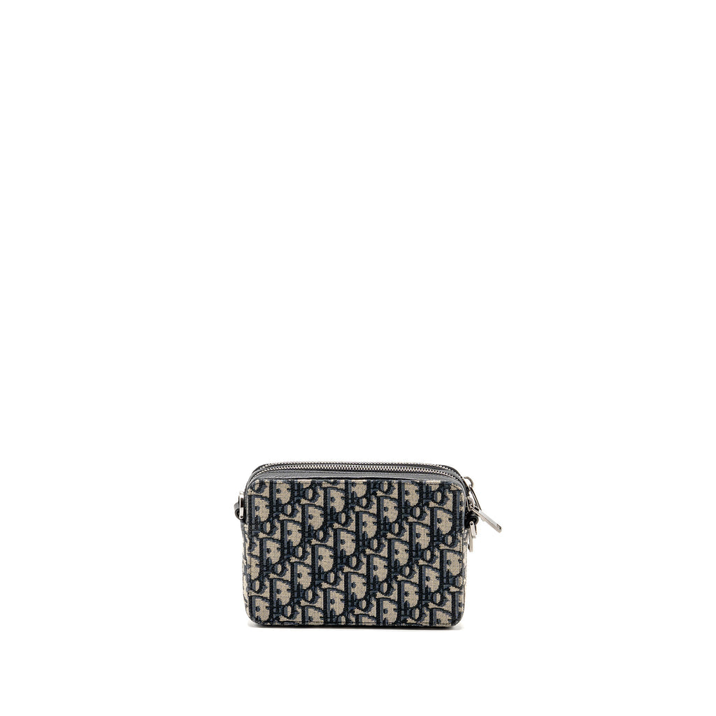 DIOR WALLET ON STRAP OBLIQUE JACQUARD CANVAS/LEATHER BLUE SHW