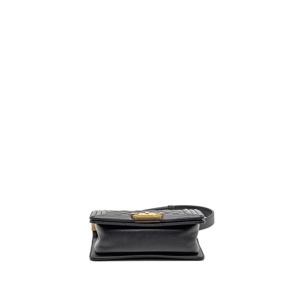 CHANEL SMALL BOY BAG CAVIAR BLACK GHW (MICROCHIP)