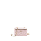 CHANEL 22P LONG VANITY CASE WITH LOGO CHAIN LIGHT PINK CAVIAR LGHW