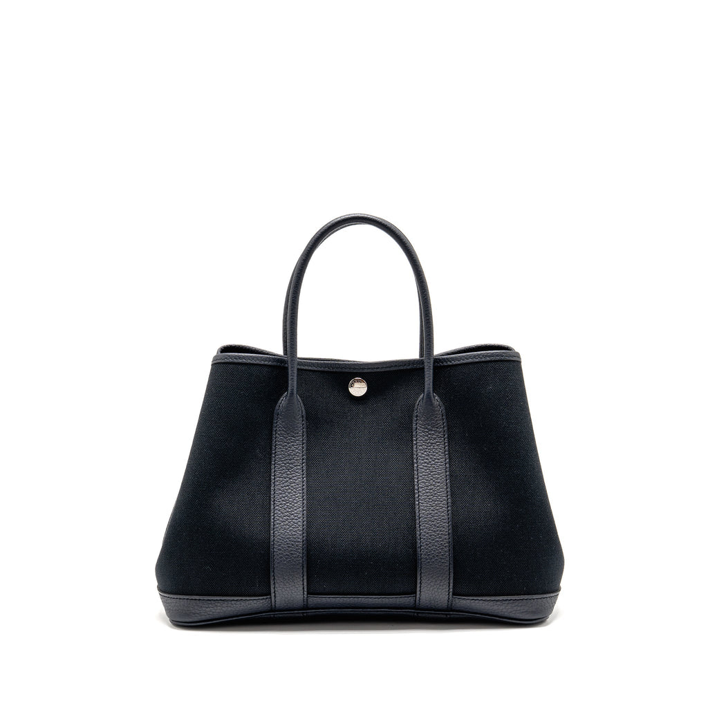 HERMES GARDEN PARTY 30 CANVAS/NEGONDA BLACK/BLUE INDIGO SHW