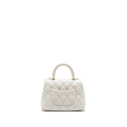 CHANEL MINI COCO HANDLE CAVIAR IRIDESCENT WHITE LGHW