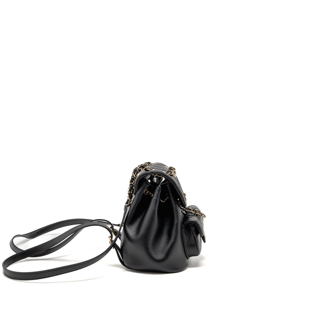 CHANEL MINI DUMA BACKPACK CALFSKIN BLACK LGHW (MICROCHIP)
